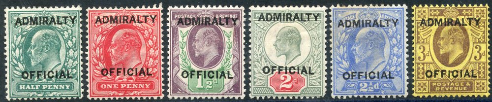 ADMIRALTY OFFICIAL 1903 set fine M (2d - pulled corner perf. & 2½d - minor gum tone), SG.O101/6.