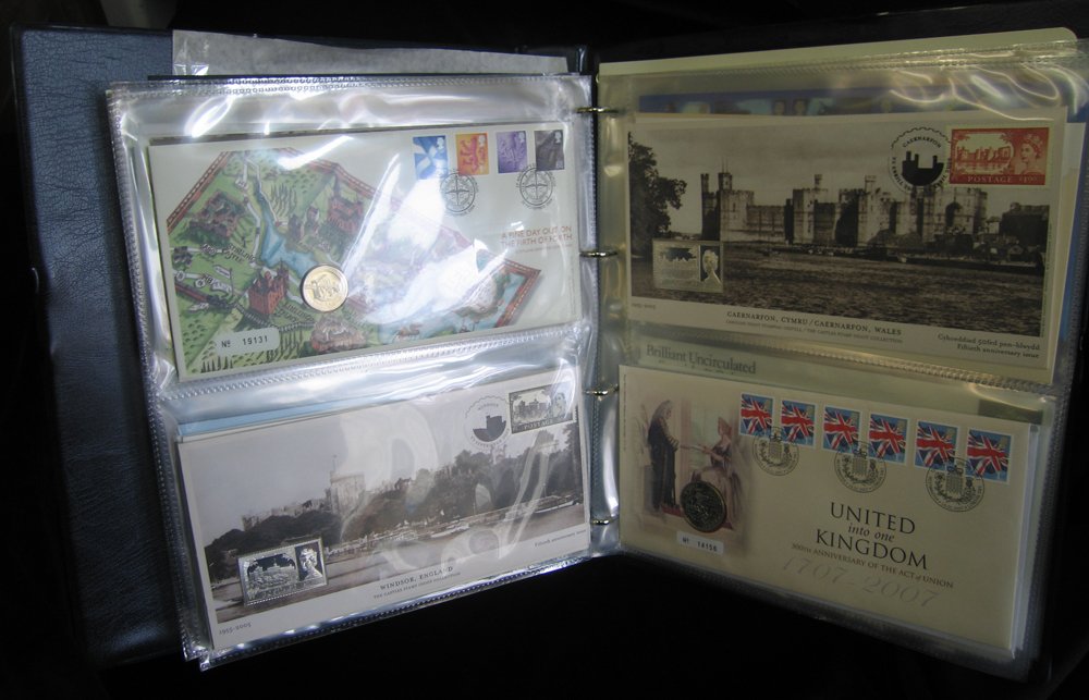 COIN COVERS 1984-2007 collection in a Special Royal Mail album, majority are Royal Mail/Royal Mint