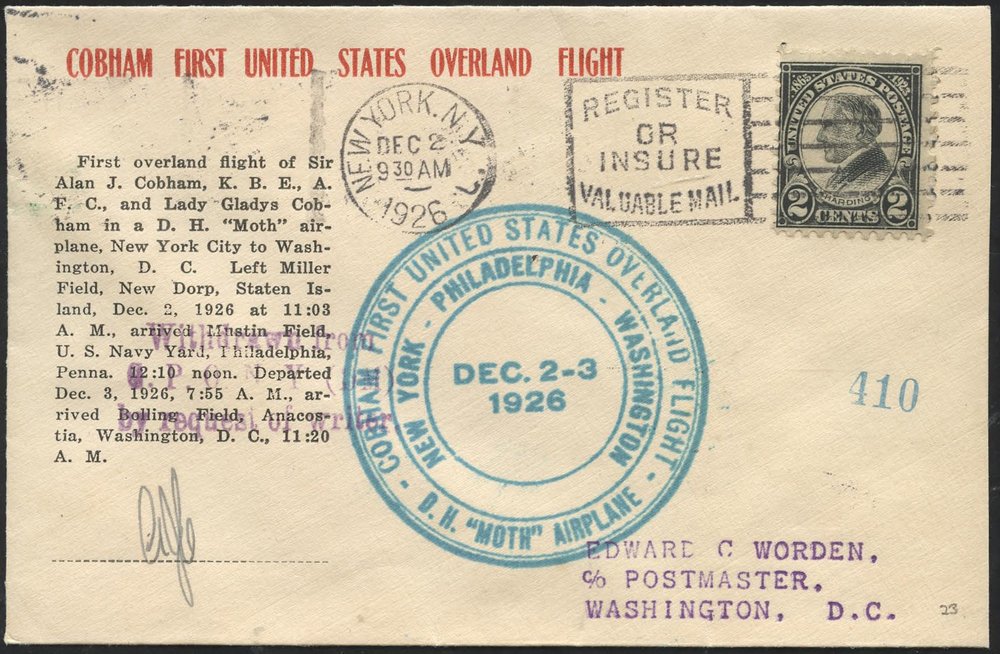 1926-27 First flight cacheted covers (8) incl. 1926 Dec 2nd Alan Cobham flight New York -