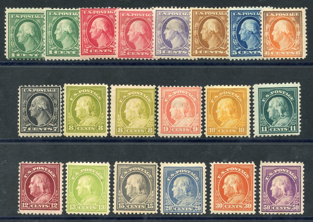 1917-20 P.11 Washington defin set to 50c M, SG.505/524. (20) Cat. £400+ Symbol: J