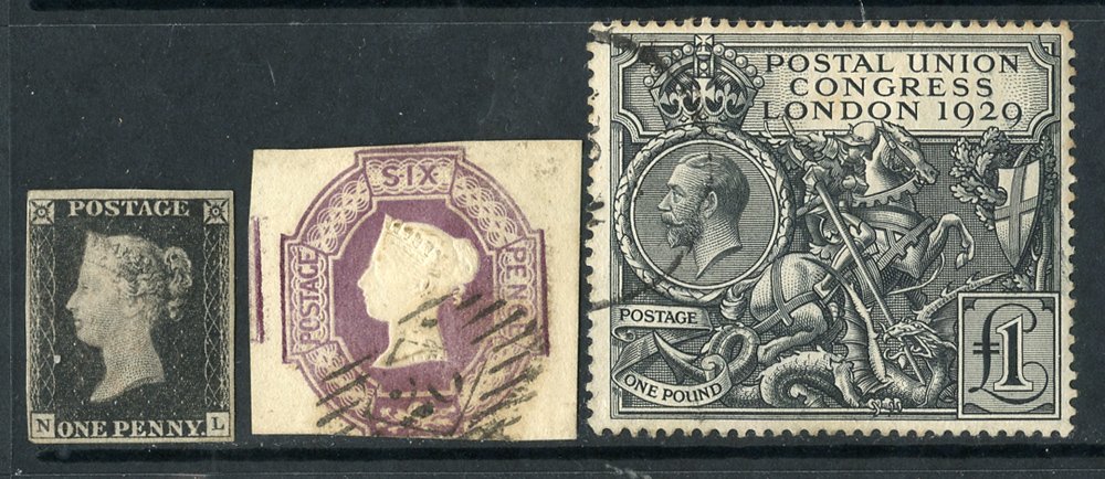 1840-1979 collection in a ring binder incl. 1840 1d, 6d Embossed, £1 PUC U etc. (100`s) Symbol: JC