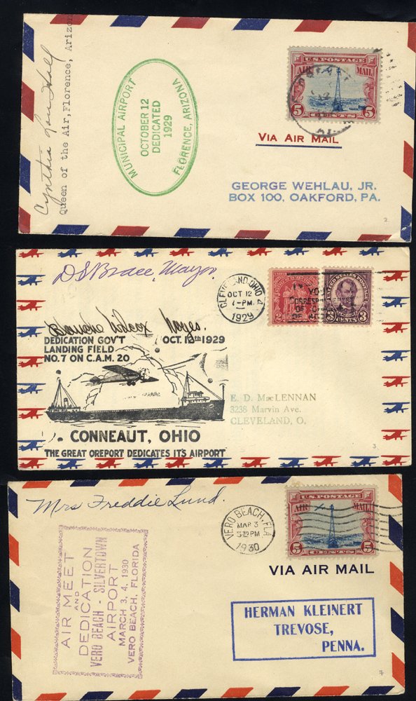 1929-30 range of 16 first flight cacheted covers incl. PAA 1929 May 21st Miami - Belize Airport