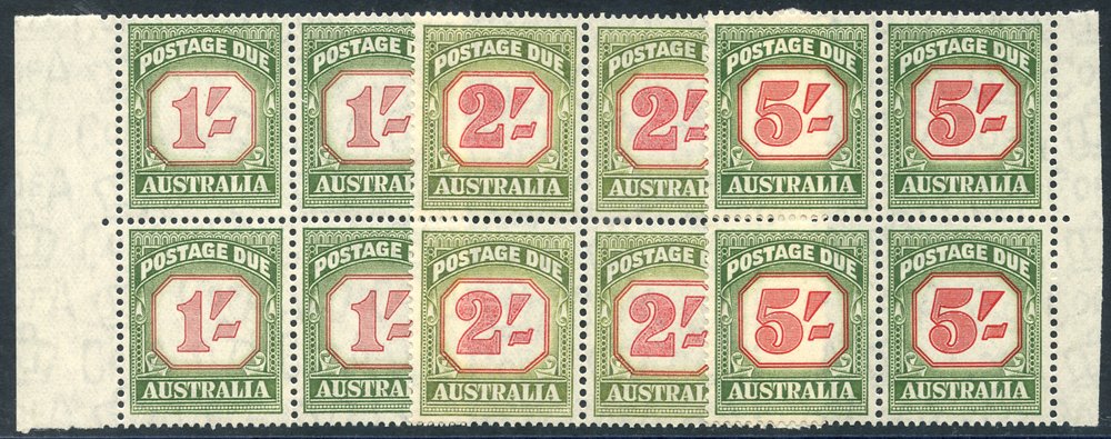 1953 Postage Due set in UM marginal blocks of four SG.D129/31. Cat.£128+ (12) Symbol: AK