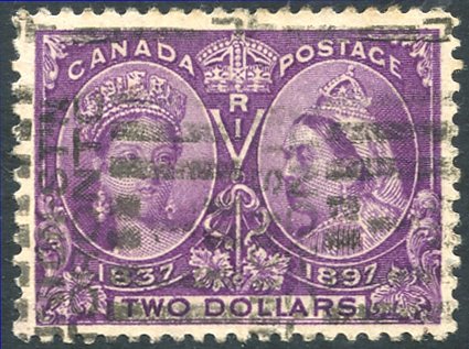1897 Jubilee $2, U with Toronto roller cancel, SG.137. Cat. £425 Symbol: C