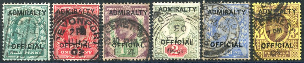 ADMIRALTY OFFICIAL 1903 set FU, SG.O101/6. Cat. £599 (6) Symbol: C