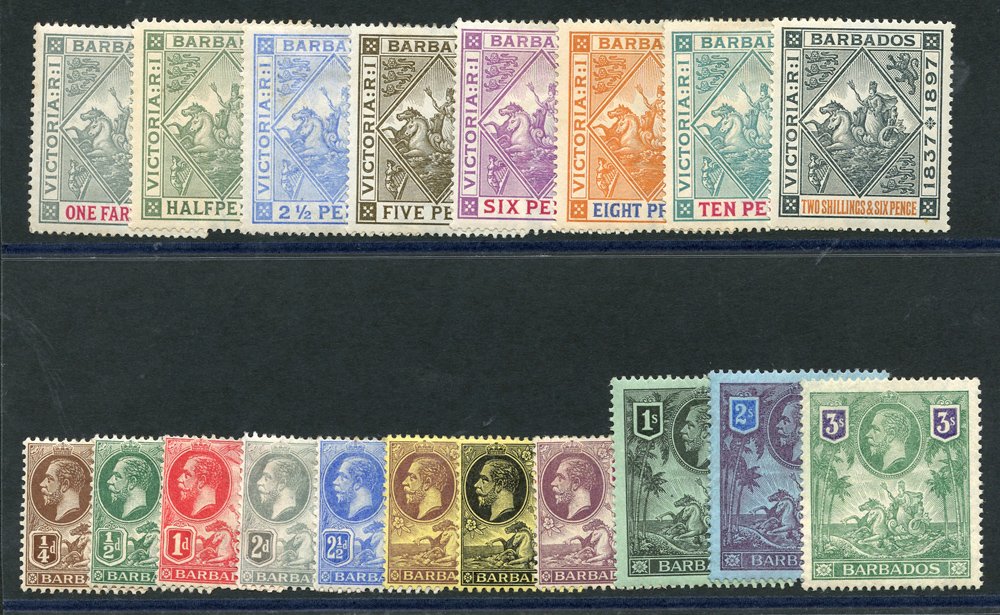 1897 Diamond Jubilee set to 2/6d fine M (SG.105/114, no 115) 1912-16 MCCA set M (1d unused, 2½d