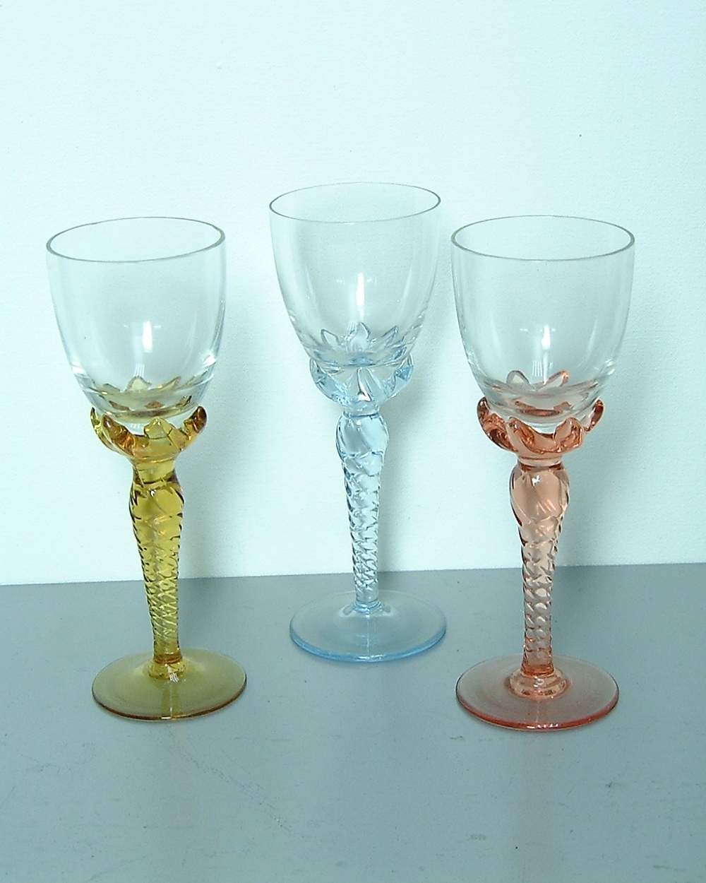 SET OF SIX COLOURED GLASSES