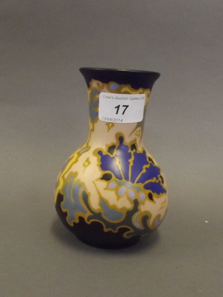 A Gouda Art Pottery vase, original label to base, 5¼'' high