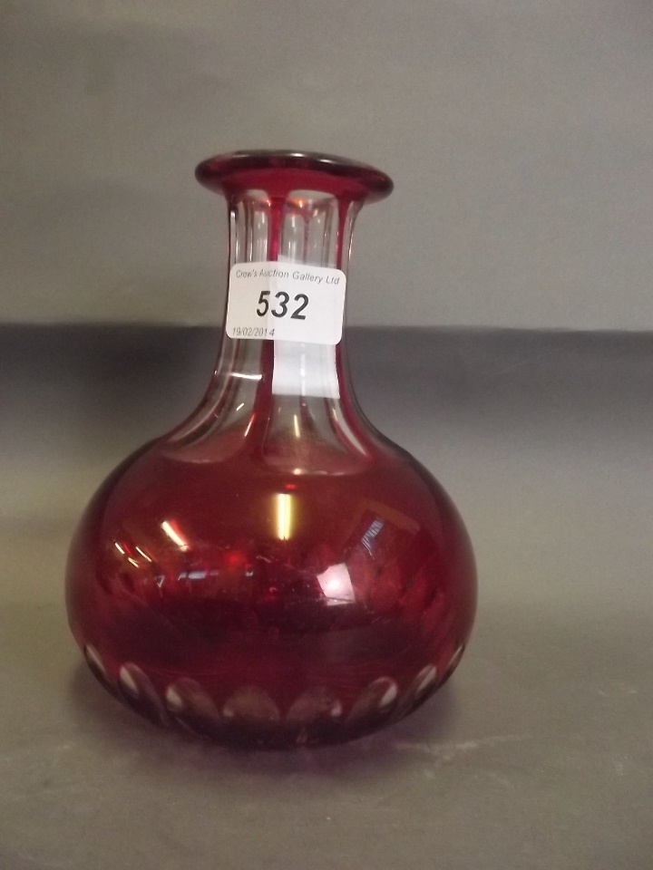 A Bohemian ruby glass carafe, 6'' high