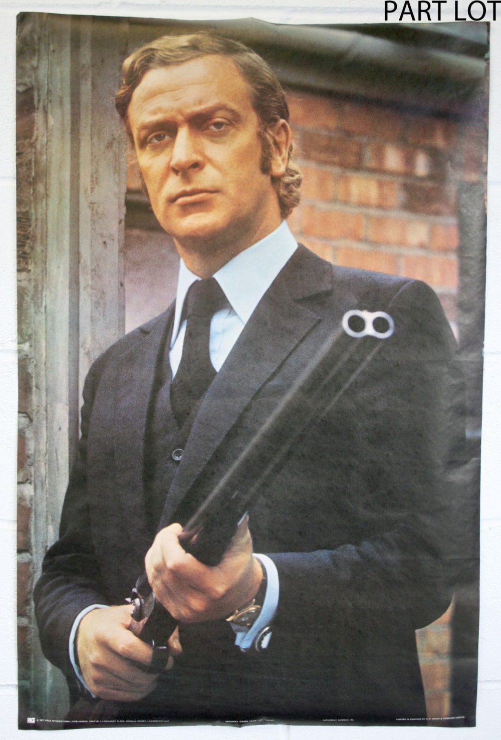 Four 1970`s cinema personality posters including Michael Caine from "Get Carter", plus others