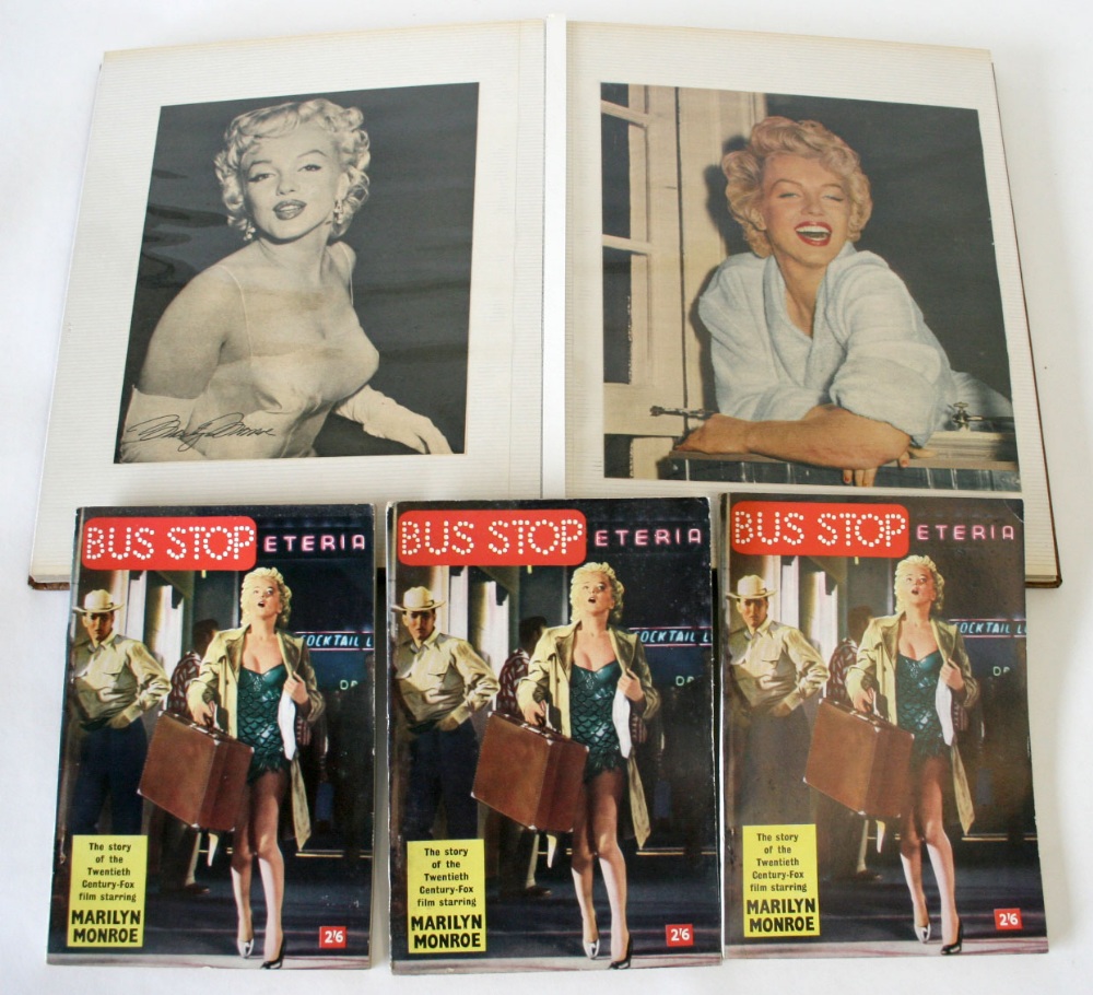 Marilyn Monroe three Bus Stop books from 1956, accompanied by a scrap album of cut out magazine