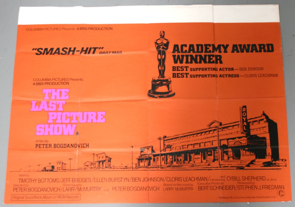 Original UK Quad cinema poster for The Last Picture Show (1971), slight fold-line wear, pin-holes to