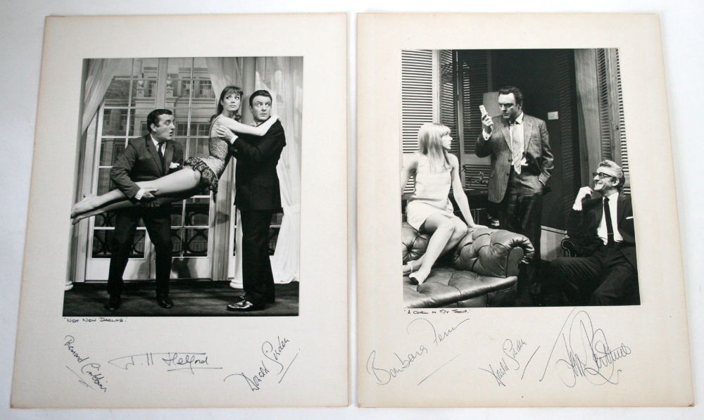 Two photo displays (14"x 18") by RG Nicholds, from West End plays 1966-68, with autographs of