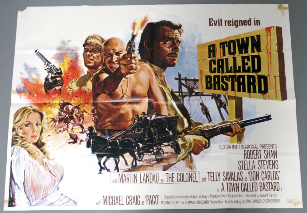 Two Chantrell illustrated UK Quad cinema posters: A Town Called Bastard (1971) & Ransom (1974), both