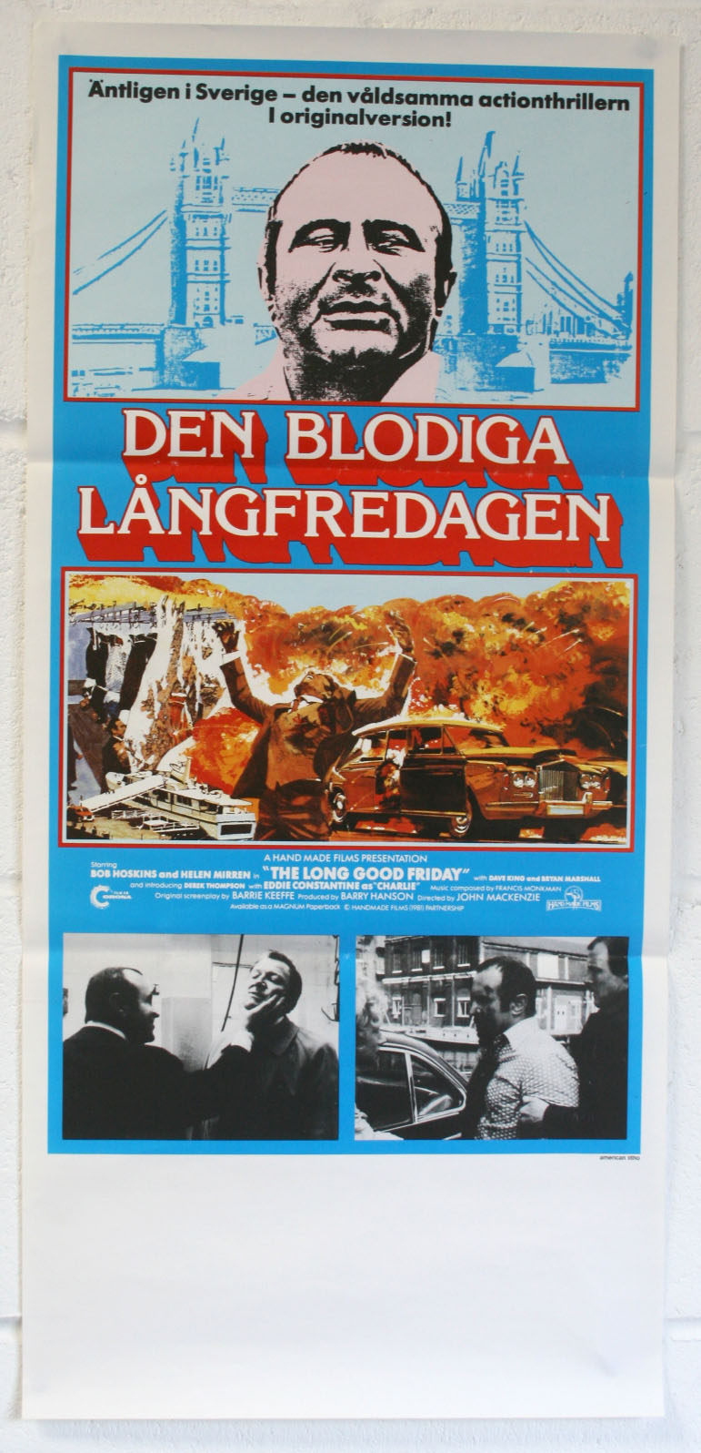 Long Good Friday Film Poster, Swedish 1980 issue 32.5cms x 69cms poster is in very good folded