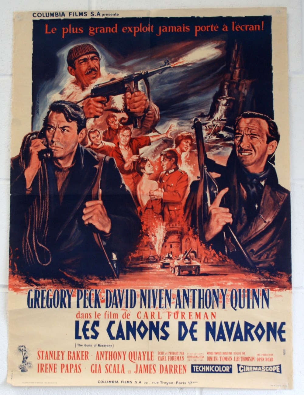 The Guns of Navarone 1961 French Film Poster, one small tear to one folded crease, poster is in very