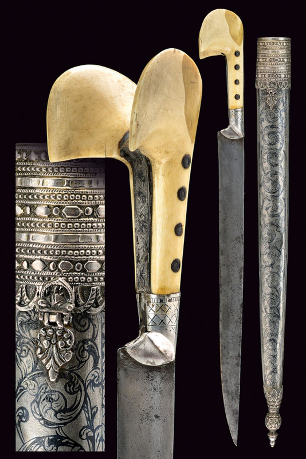A yatagan with large eared pommel dating: 19th Century provenance: Greece Straight, single-edged