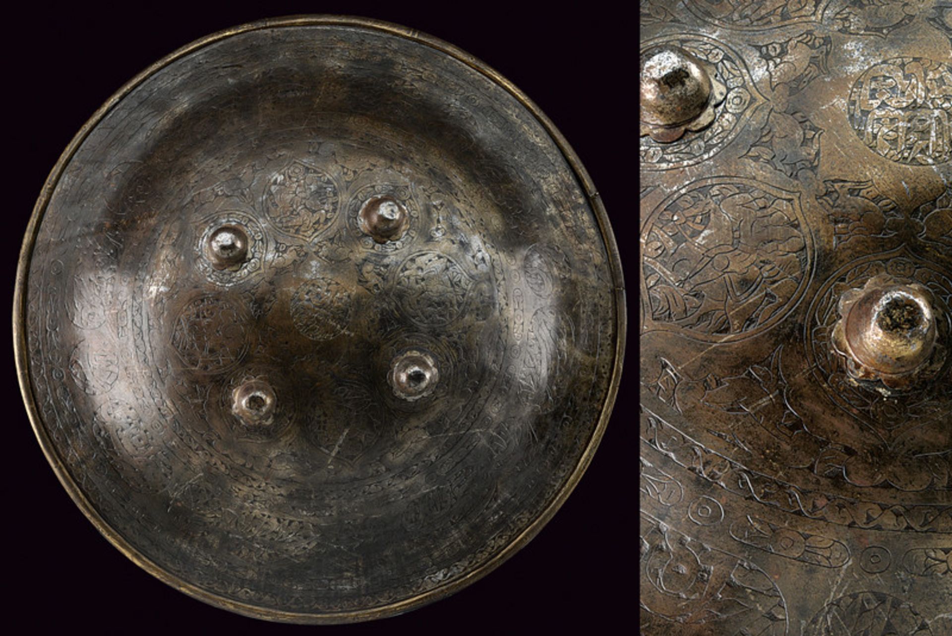 A dhal dating: 19th Century provenance: India Circular, convex shield with four studs and