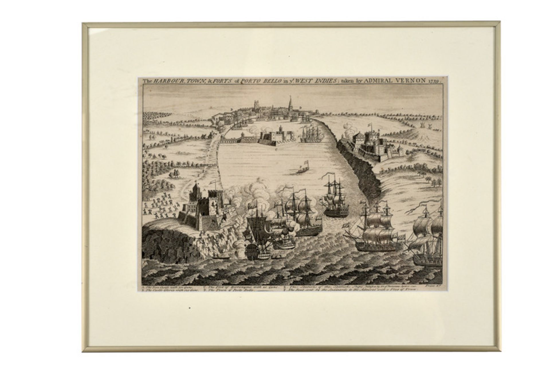 "The Portobello harbour taken by admiral Vernon" dating: 18th Century provenance: England "The