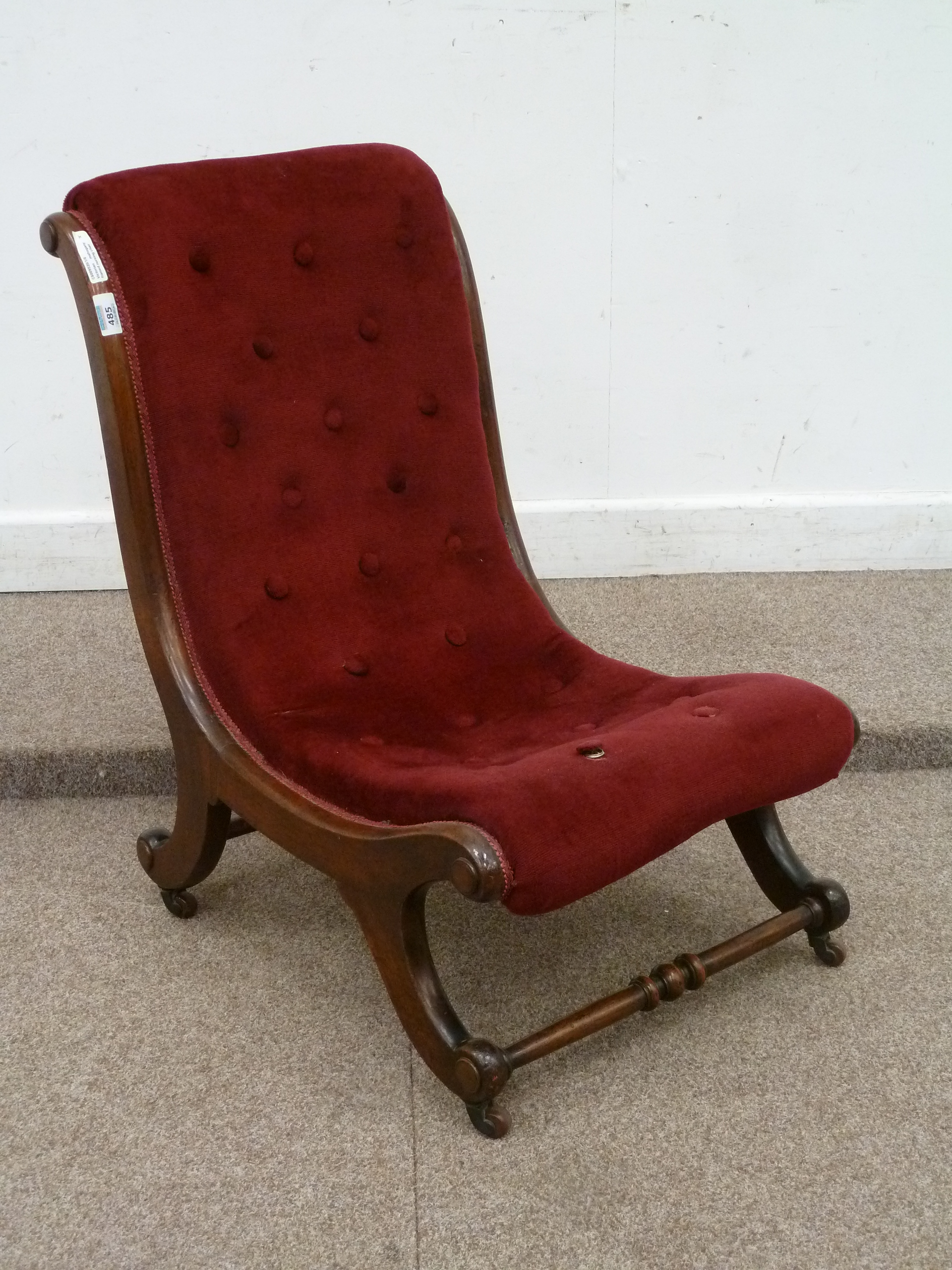 Victorian mahogany 'X' framed nursing chair