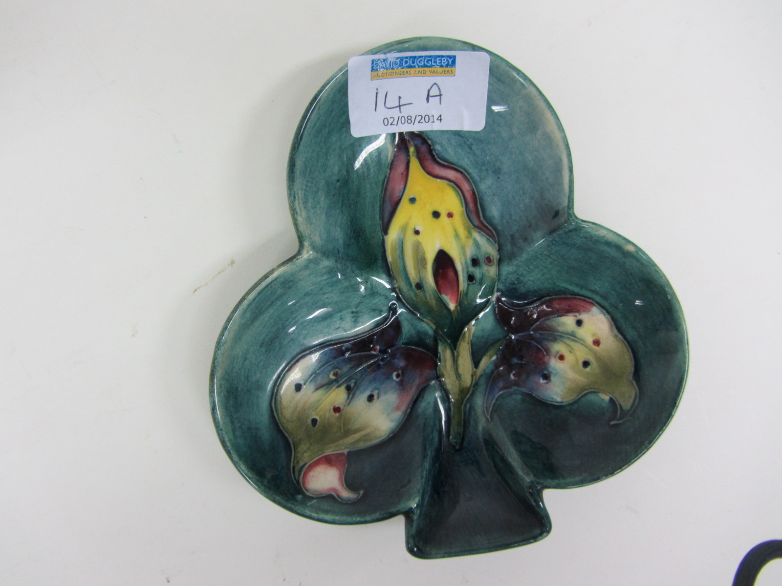 William Moorcroft Trefoil dish orchid pattern, 13.5cm