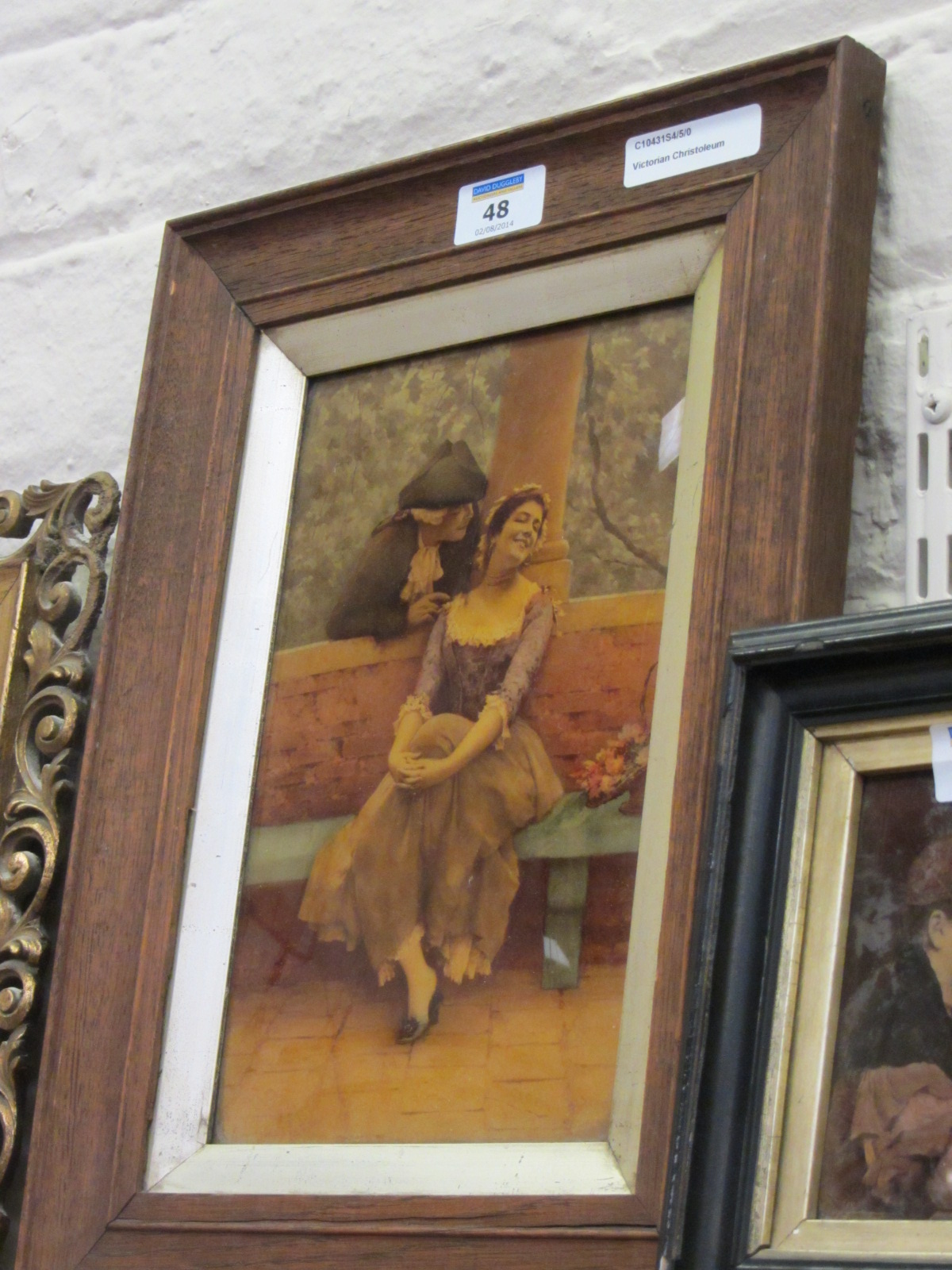 Late Victorian crystoleum - Young lady with an Admirer