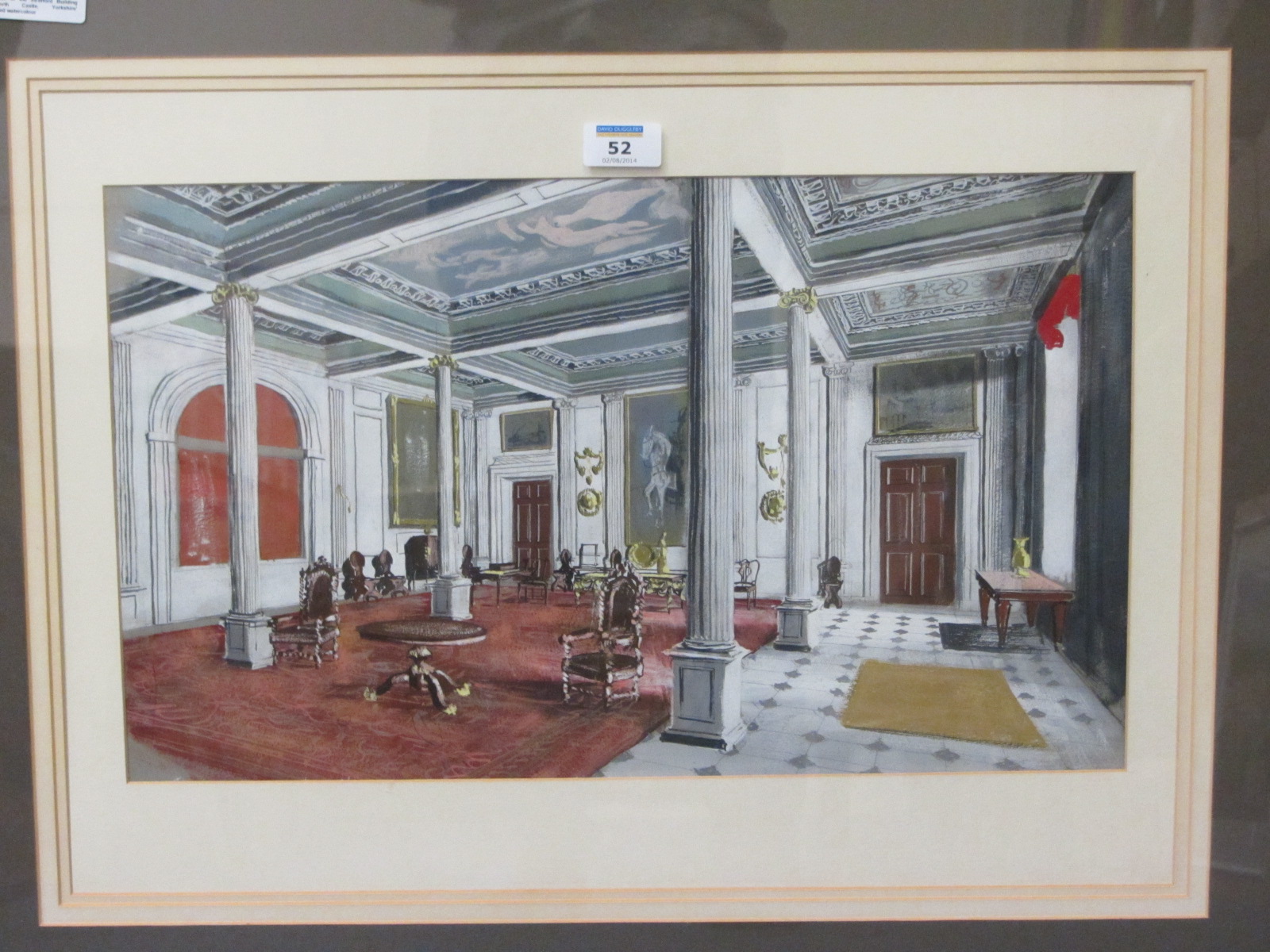 'The Hall of the Stratford Building Wentworth Castle, Yorkshire' Unsigned watercolour