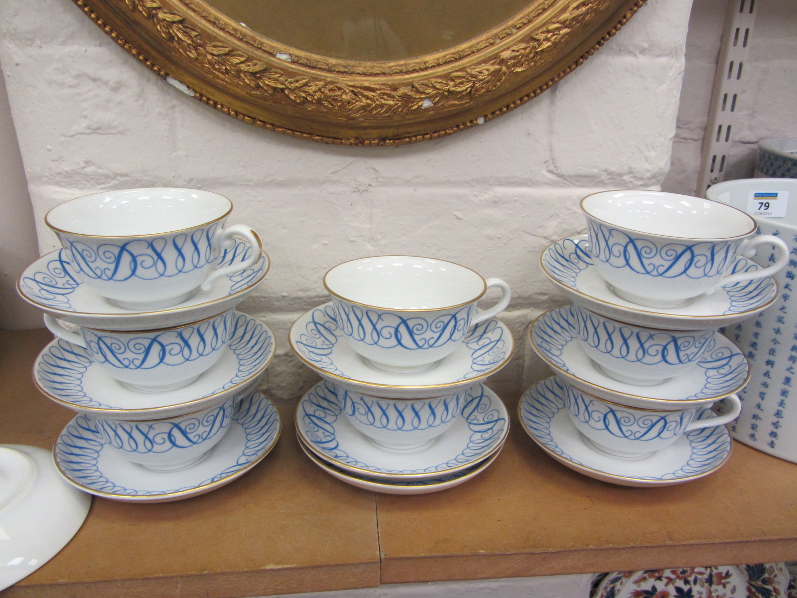 Set of 8 1950's 'Dorchester Hotel' Royal Worcester tea cups and 10 saucers