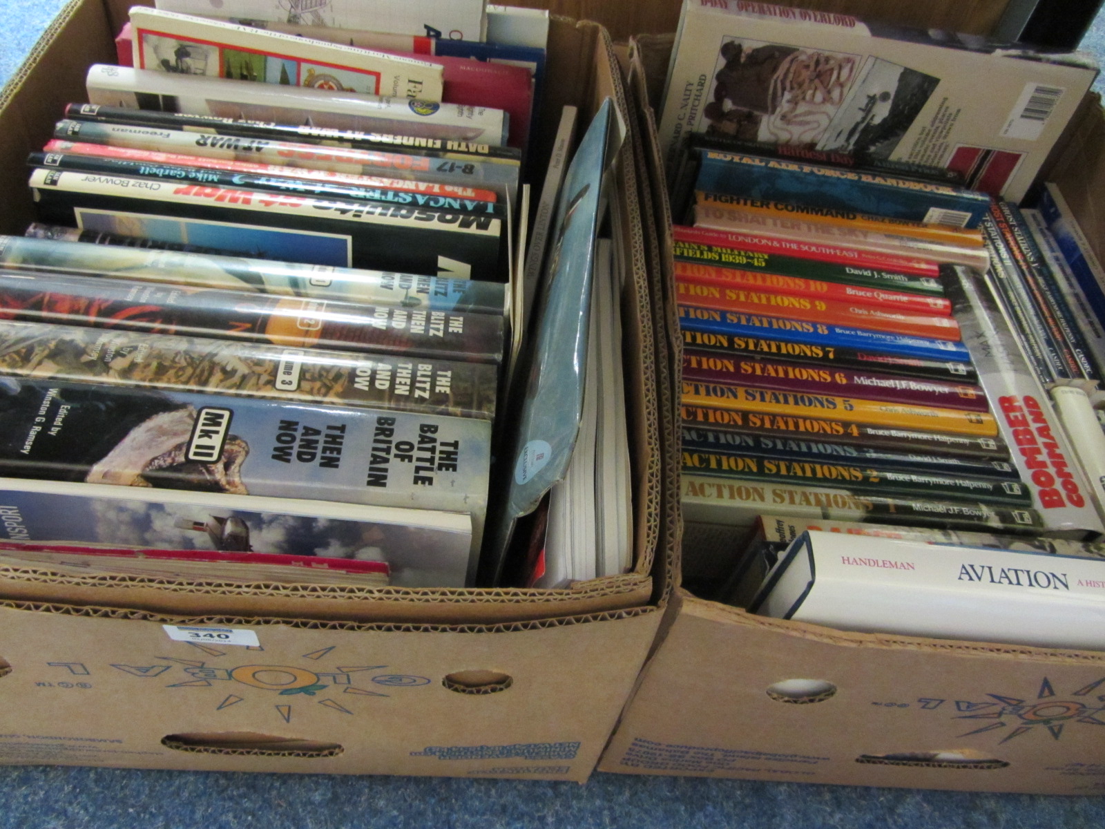 Books relating to RAF and similar subjects in two boxes