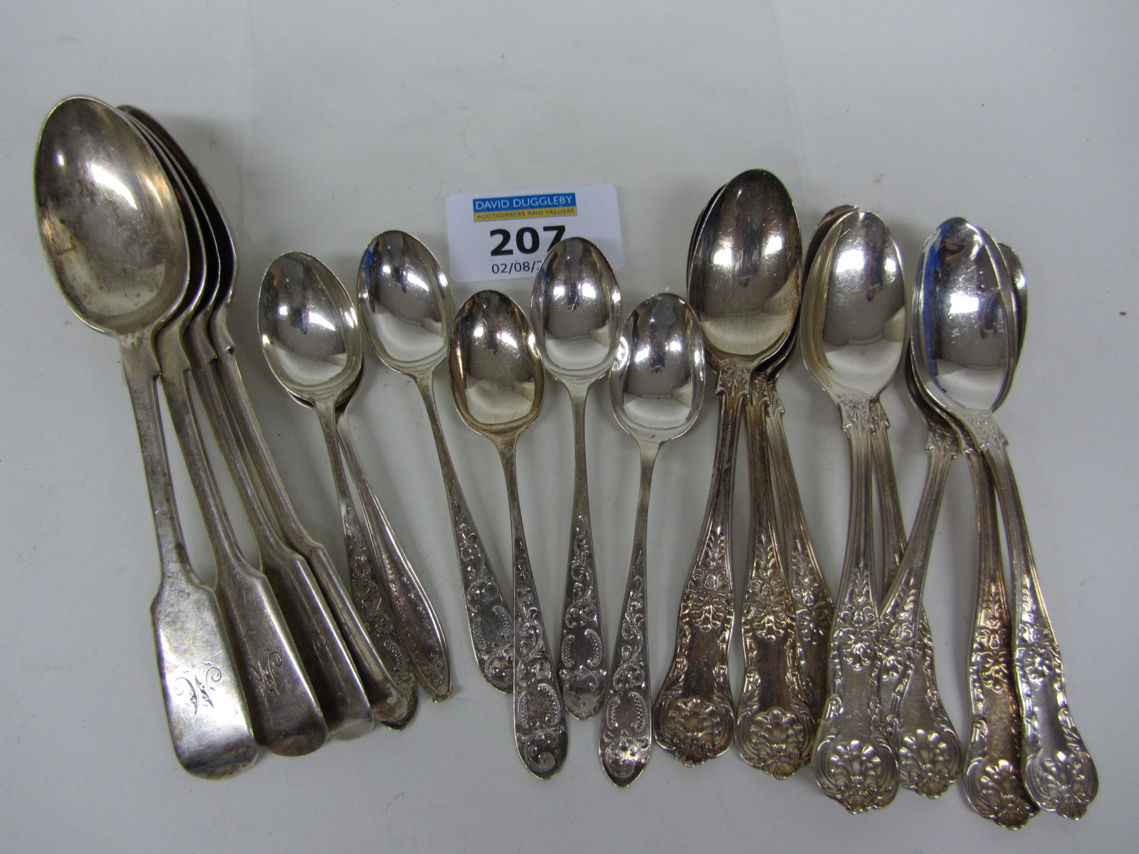 Set of eight silver teaspoons and others all hallmarked approx 9oz