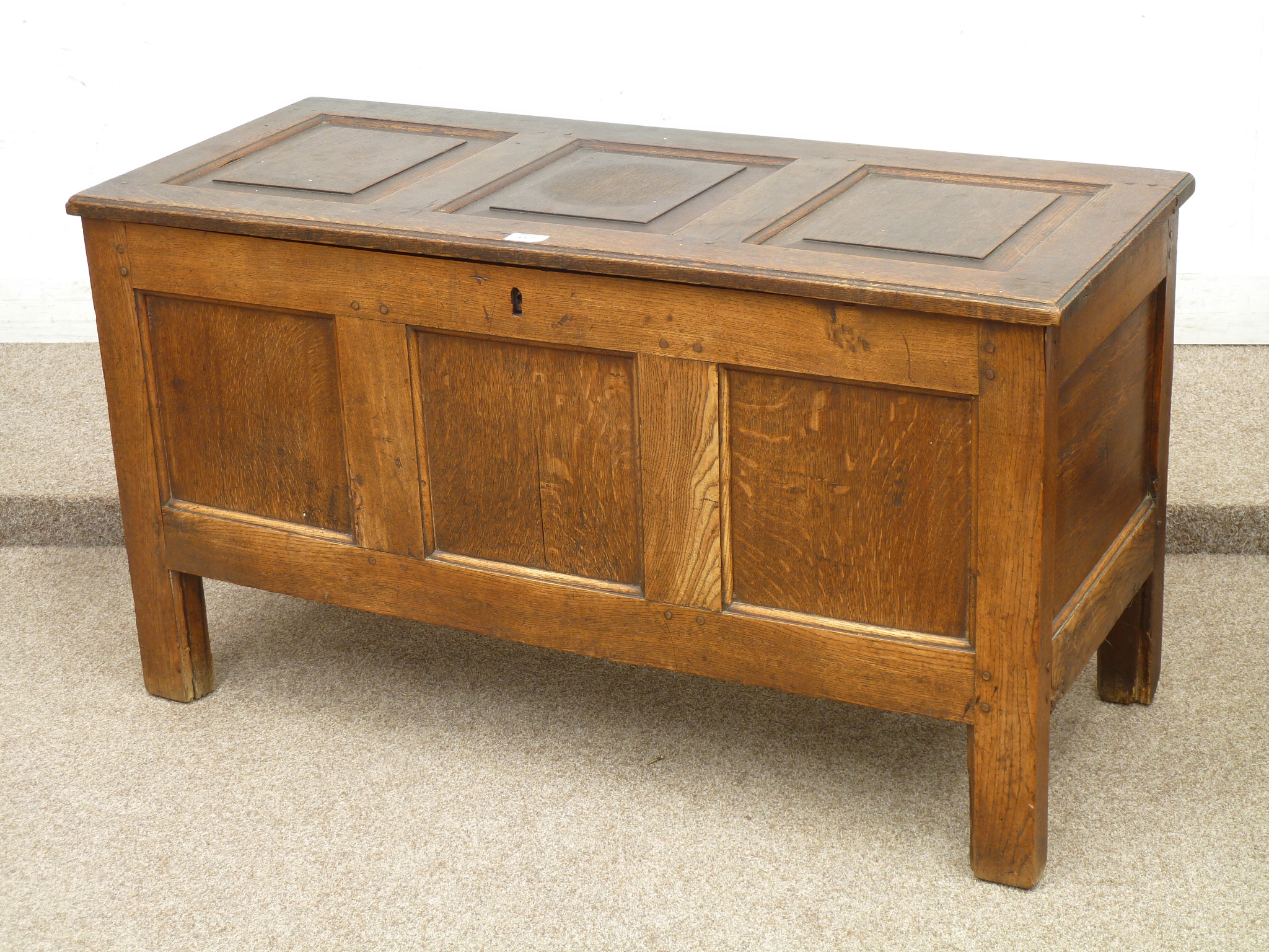 Early 19th century oak blanket box, L107cm