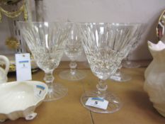 Set of six Waterford cut crystal wine goblets