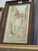 Spreight Lane Steps, Old Town Scarborough watercolour signed and dated by John Wynne Williams 1901