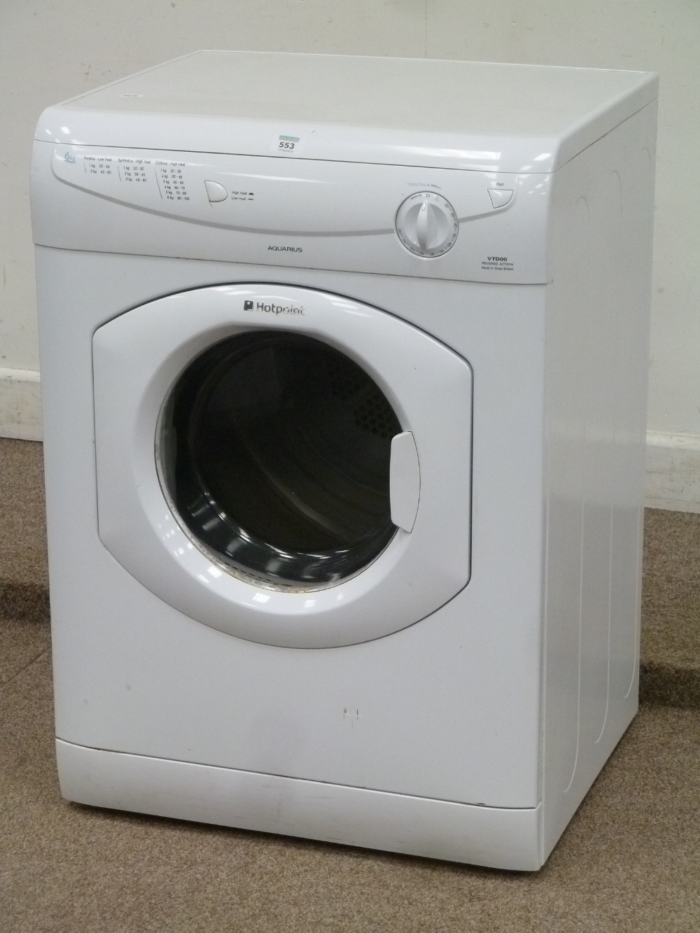 Hotpoint Aquarius VTD00 tumble dryer, W60cm
