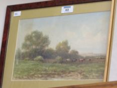 Cattle Grazing, early 20th century watercolour signed by I Wilton Adcock