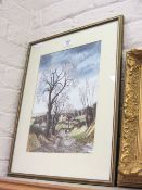 'Waiting for Spring - Redworth Castle Nr Darlington', pen, ink and watercolour signed John Degnan