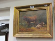 Cow and Calf, oil on canvas initialled and dated E.S. 1891