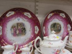 Pair early 20th century Austrian shallow dishes decorated with Shakespearian scenes after Walter