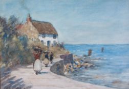 James William Booth (Staithes Group 1867-1953): Lady Palmer's Cottage Runswick Bay, watercolour