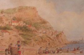 George Weatherill (British 1810 -1890): Landing the Catch Runswick Bay, watercolour unsigned 16cm