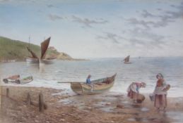 Kate E Booth (British fl.1850-1870): 'Ebb Tide', watercolour signed and titled 33cm x 50cm