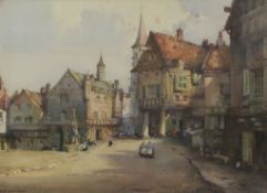 Noel Harry Leaver (British 1891-1951): Continental Market Place, watercolour signed 27cm x 37cm