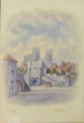 George Fall (British 1948-1925): 'Bootham Bar and Minster York', watercolour signed and titled