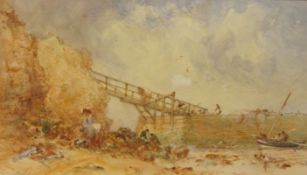 George Weatherill (British 1810-1890): The East Pier and Spa Ladder Whitby, watercolour signed