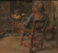 Henry Silkstone Hopwood (Staithes Group 1860-1914): Staithes Fisherman by the Fireside,