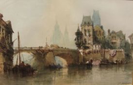 Paul Marny (French 1829-1914): 'Jenlis France' & 'St. Valery sur Somme', pair watercolours one