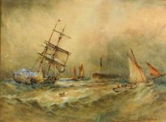 John Taylor Allerston (British 1828-1914): Returning to Harbour, watercolour signed and dated 1897,