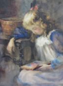 Lionel Percy Smythe (British 1839-1918): Young Girl Reading, watercolour initialled and dated '12,
