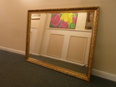 Large gilt framed bevel edged wall mirror, 103cm x 133cm