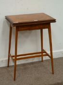 Edwardian satin wood card table rectangular fold over swivel baize lined top inlaid with a garland